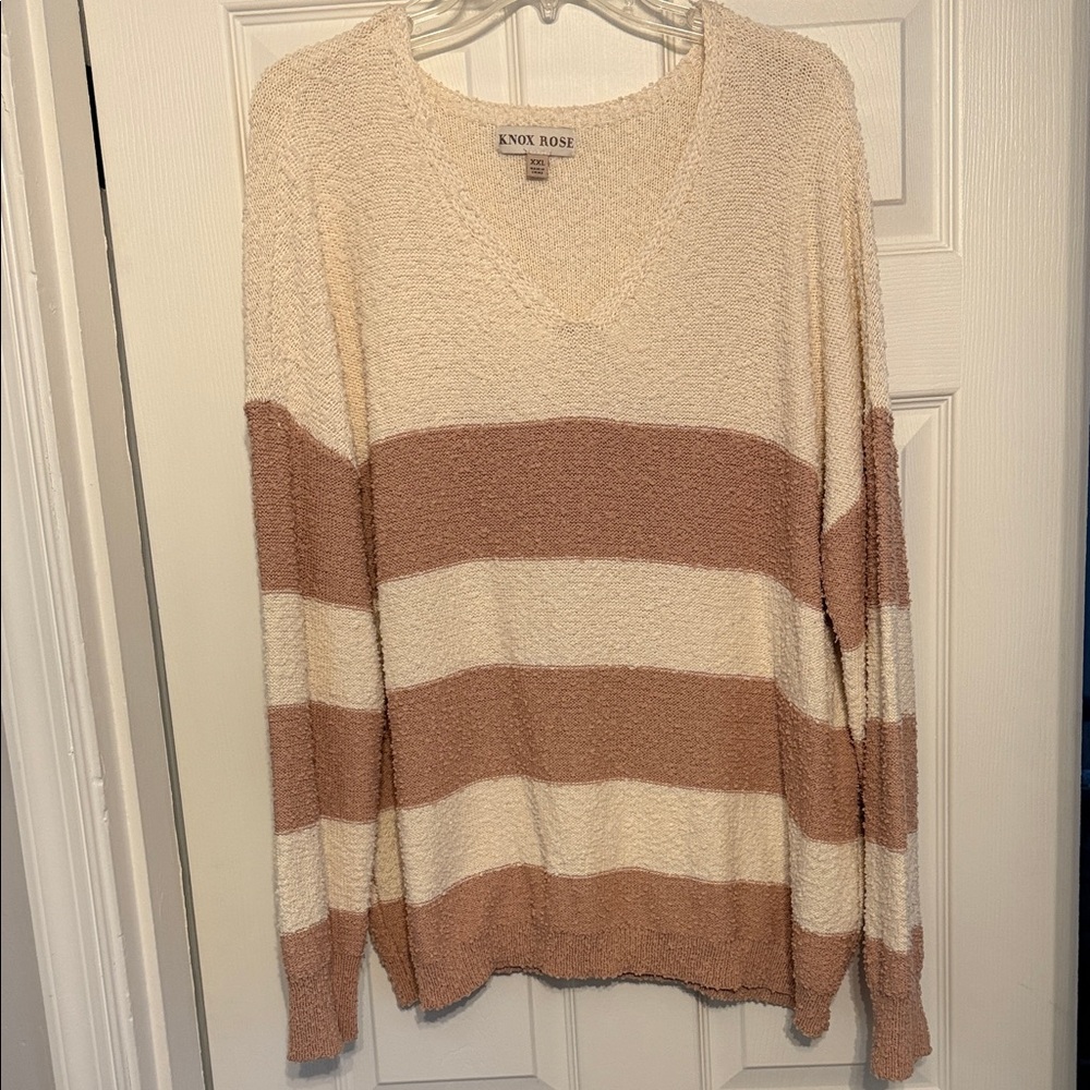 Knox Rose Women's Striped Sweater - Cream and Mauve